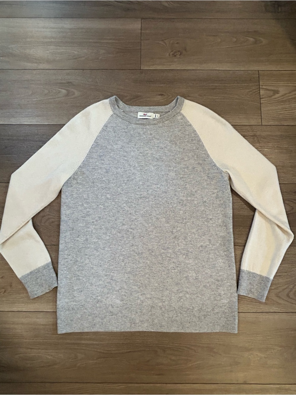 Vineyard Vines Wool Cashmere Colorblock Raglan Sweater Small Gray/ Ivory